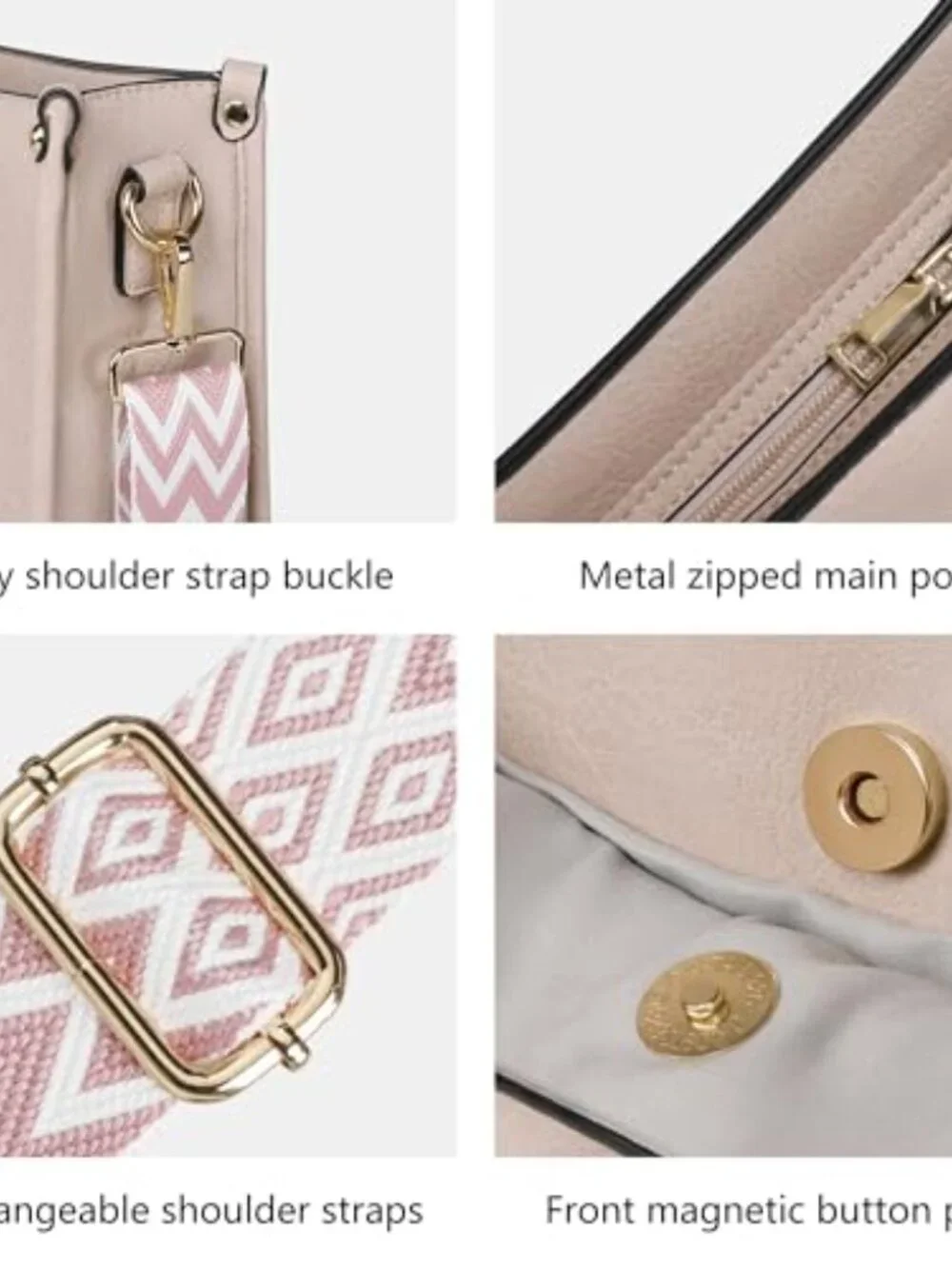 Vegan Leather Crossbody Bag and Wallet Set with Adjustable Strap